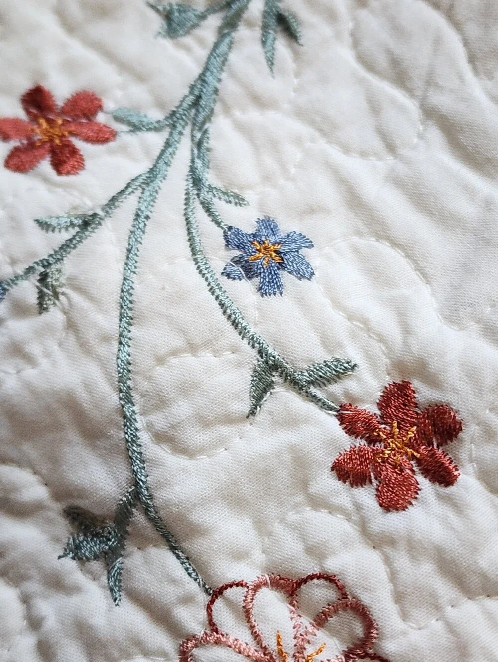 Better Homes And Harden Patchwork Floral Quilted Pillow Sham in Blue and Cream